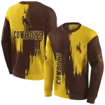 wyoming cowboys splatter effect brown hoodie best selling