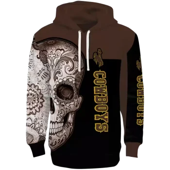 wyoming cowboys sugar skull brown black hoodie best selling