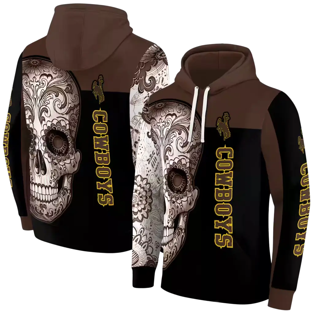wyoming cowboys sugar skull brown black hoodie fashion forward wyoming cowboys sugar skull brown black hoodie fashion forward
