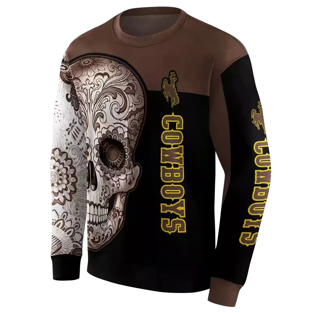 wyoming cowboys sugar skull brown black hoodie new arrival wyoming cowboys sugar skull brown black hoodie new arrival
