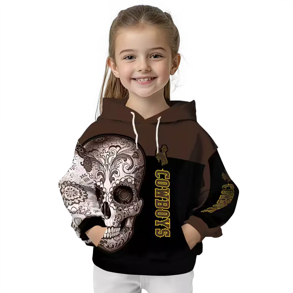 wyoming cowboys sugar skull brown black hoodie top rated wyoming cowboys sugar skull brown black hoodie top rated
