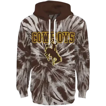 wyoming cowboys tie dye pattern brown hoodie best selling