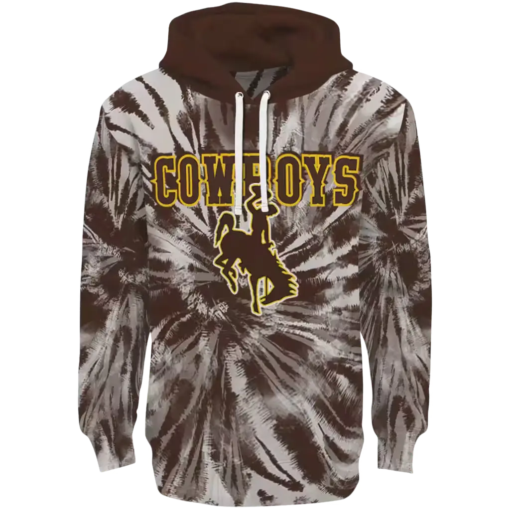 wyoming cowboys tie dye pattern brown hoodie best selling wyoming cowboys tie dye pattern brown hoodie best selling