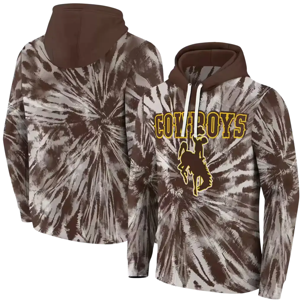 wyoming cowboys tie dye pattern brown hoodie fashion forward wyoming cowboys tie dye pattern brown hoodie fashion forward