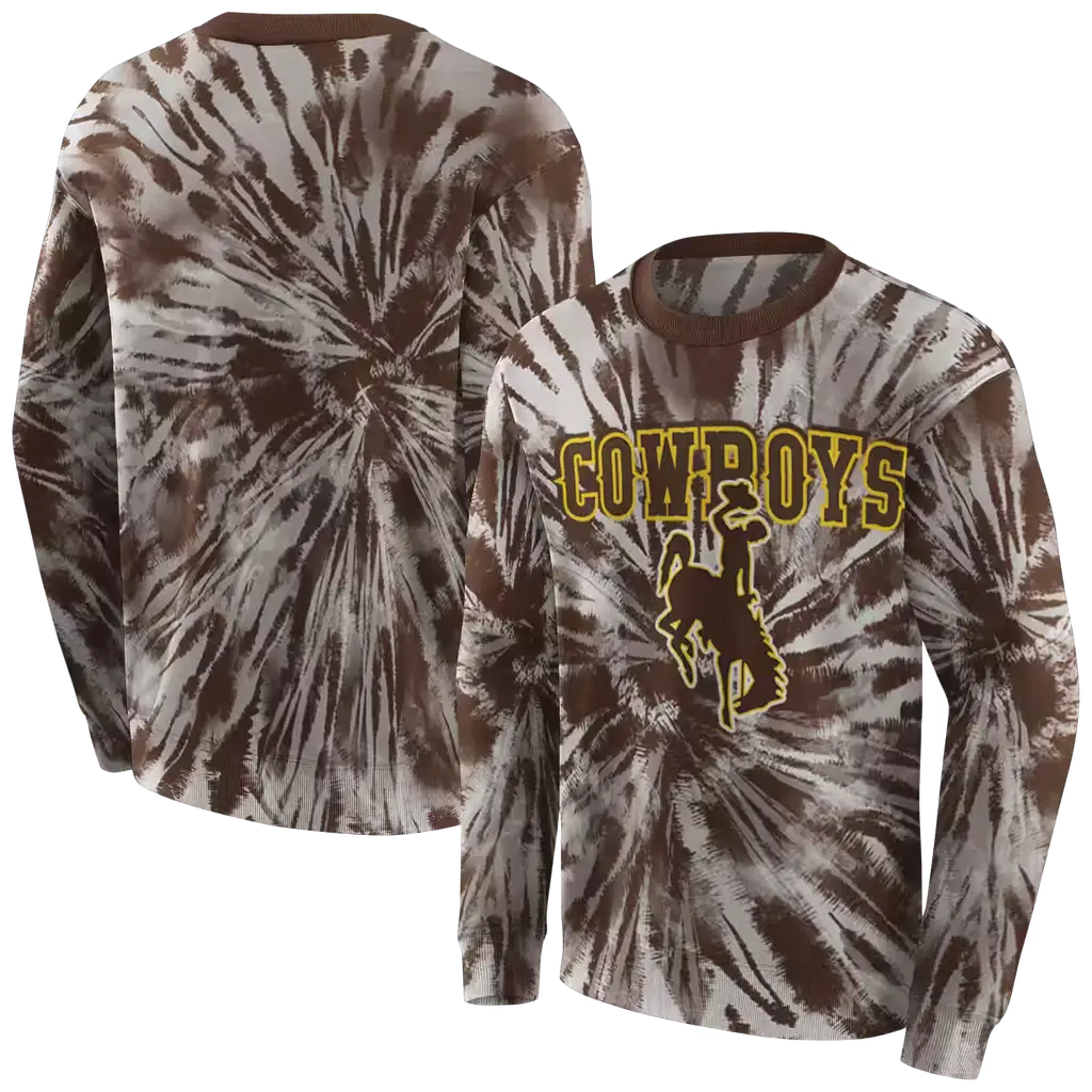wyoming cowboys tie dye pattern brown hoodie premium grade wyoming cowboys tie dye pattern brown hoodie premium grade