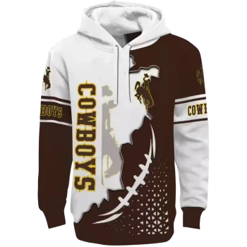 wyoming cowboys triangular pattern brown white hoodie best selling