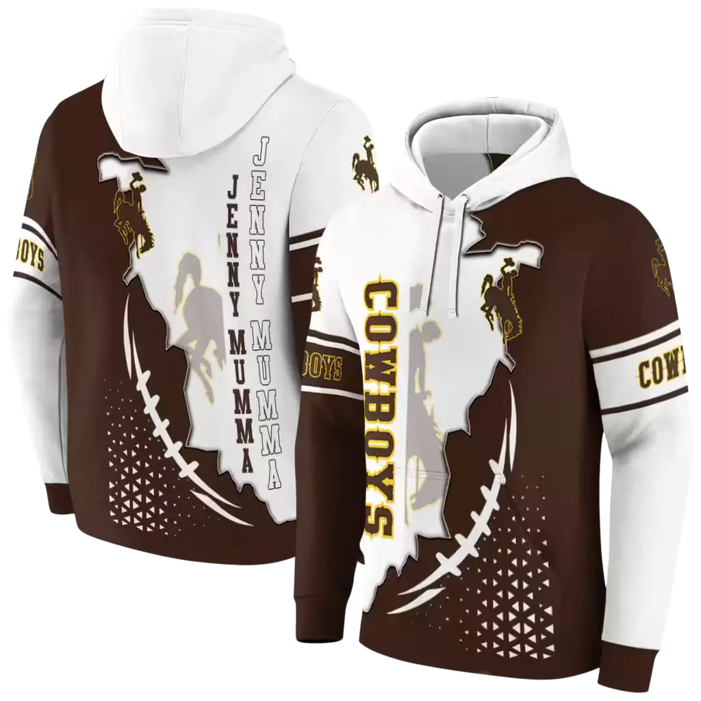 wyoming cowboys triangular pattern brown white hoodie fashion forward wyoming cowboys triangular pattern brown white hoodie fashion forward