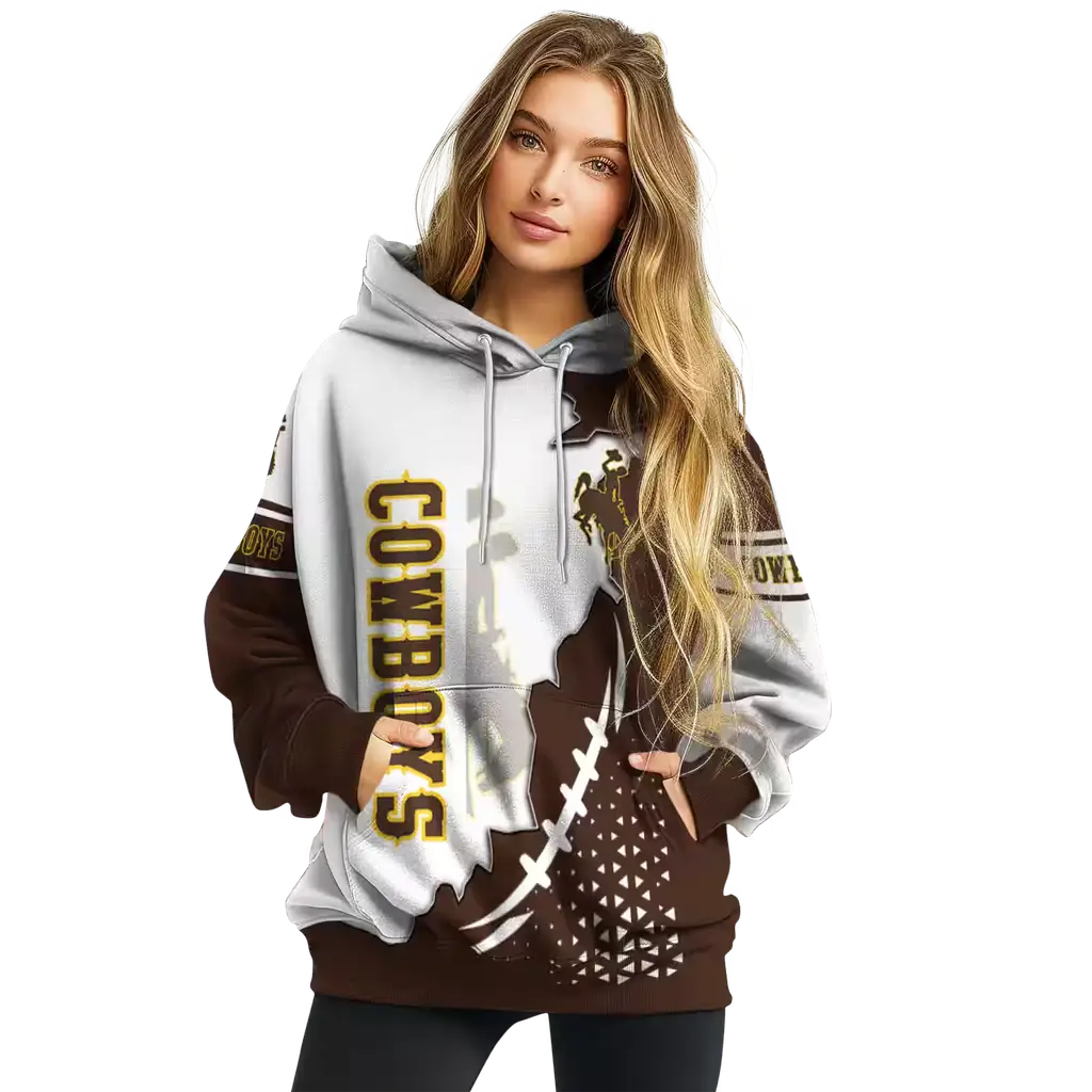 wyoming cowboys triangular pattern brown white hoodie high quality wyoming cowboys triangular pattern brown white hoodie high quality