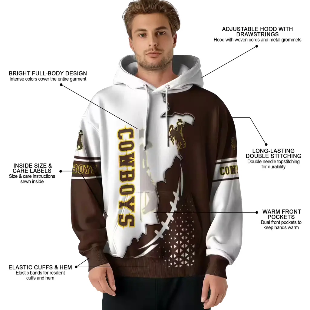 wyoming cowboys triangular pattern brown white hoodie latest model wyoming cowboys triangular pattern brown white hoodie latest model
