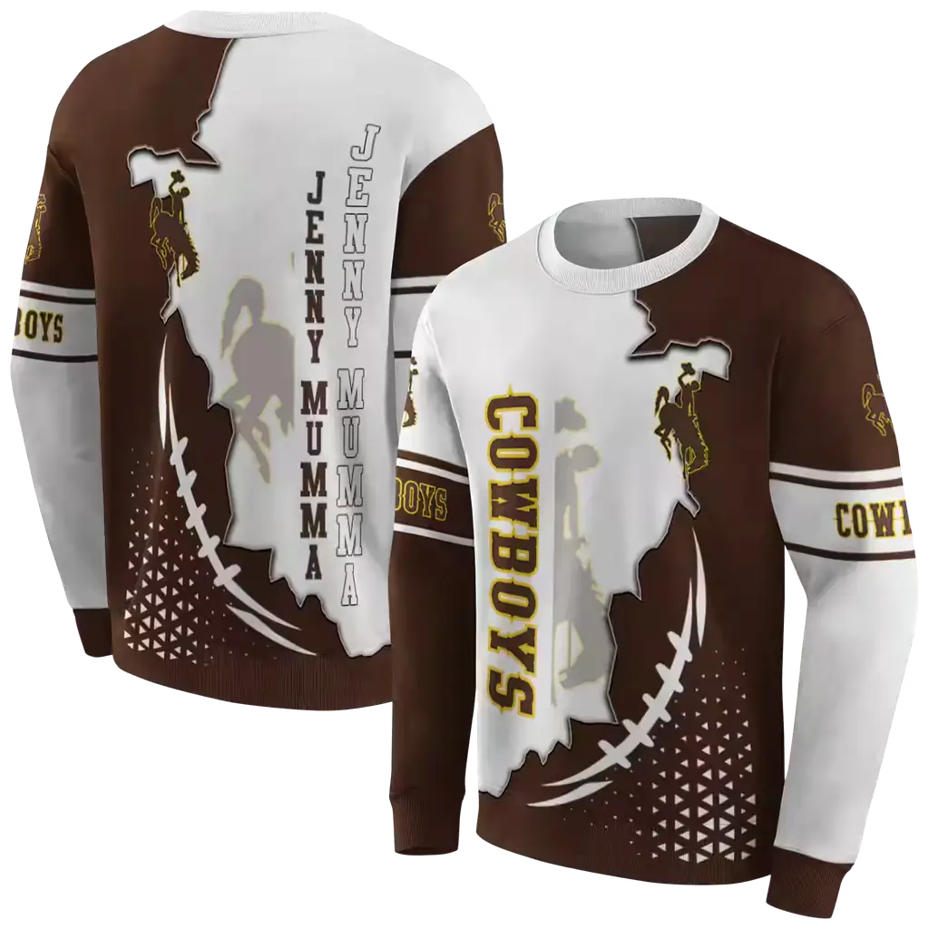 wyoming cowboys triangular pattern brown white hoodie premium grade wyoming cowboys triangular pattern brown white hoodie premium grade